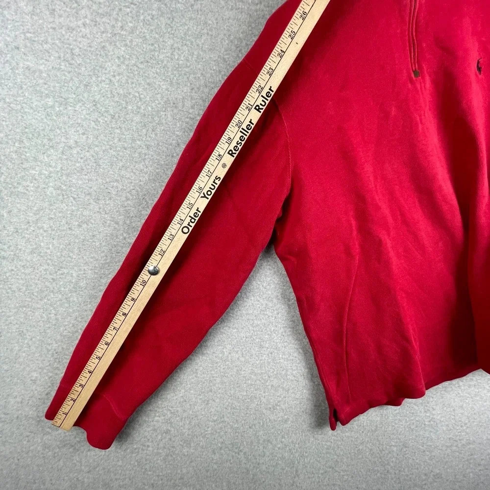 Vintage Polo Ralph Lauren Sweater XXL Red Quarter Zip Pony Cotton Pullover Prepp